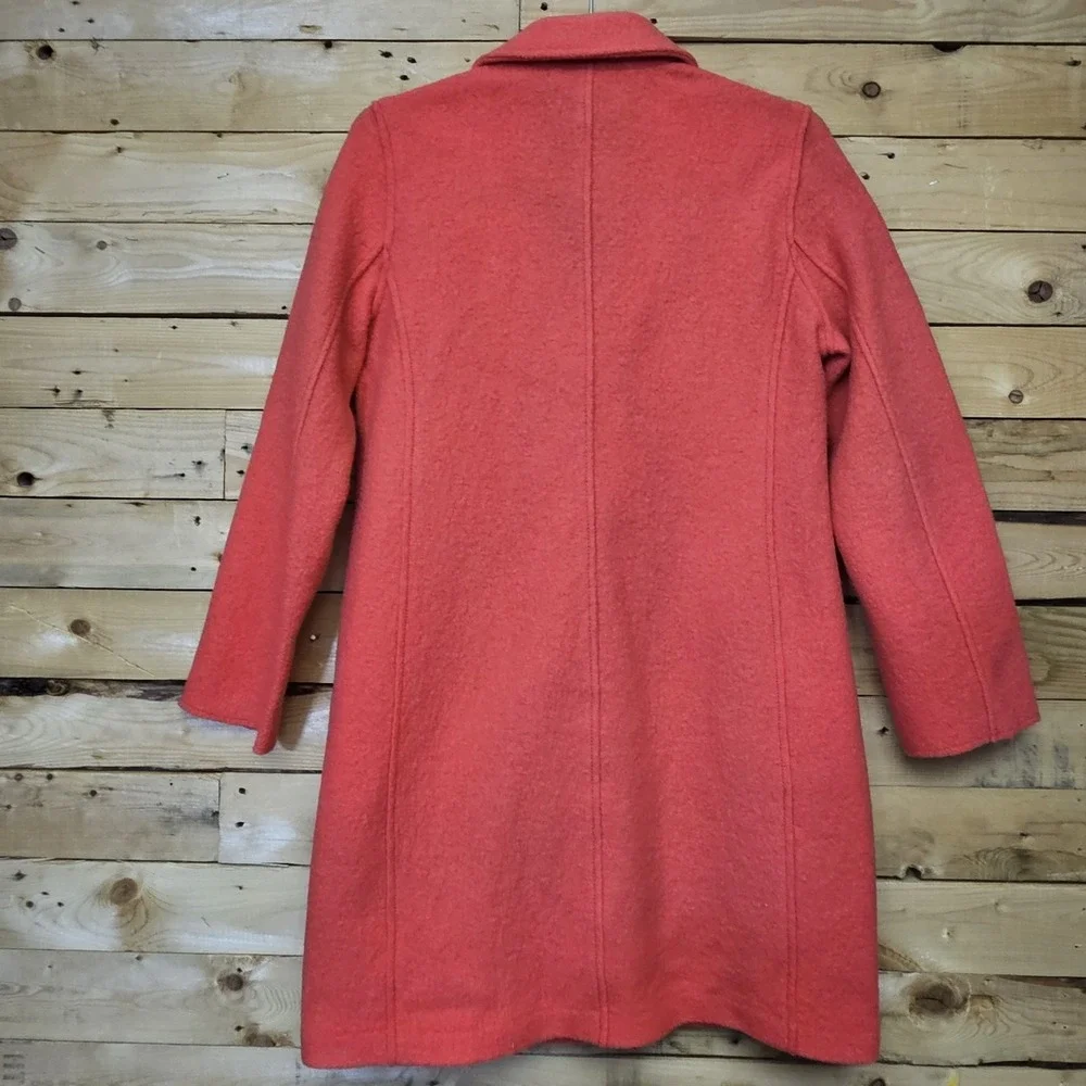J. Crew Women's Daphne Topcoat Size 4 Coral Italian Boiled Wool J4864 - Picture 3 of 12